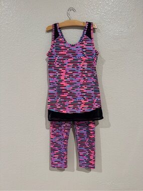 Ivivva Pink, Purple & Blue Striped Athletic Tank and Capri Set